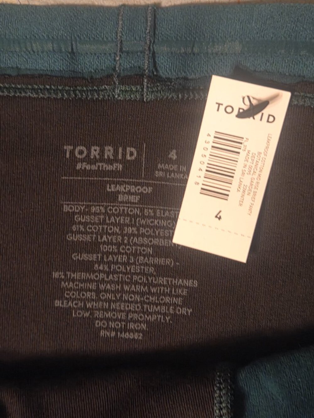 2 Pair Torrid Leakproof Panties Plus Size 4 NWT - Polka Dot & Solid Green - Picture 8 of 9